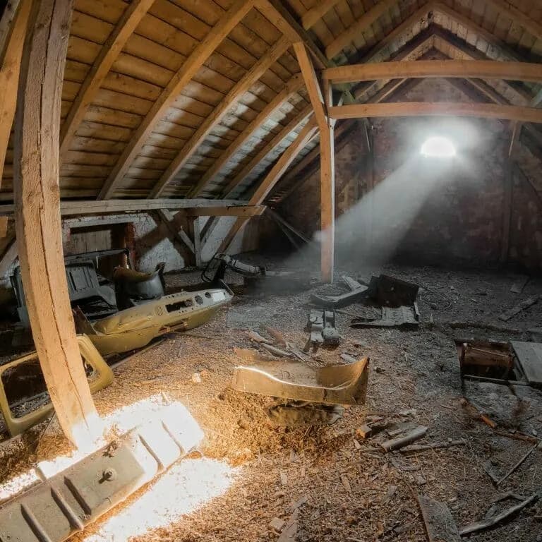 Attic contaminated by rodent activity