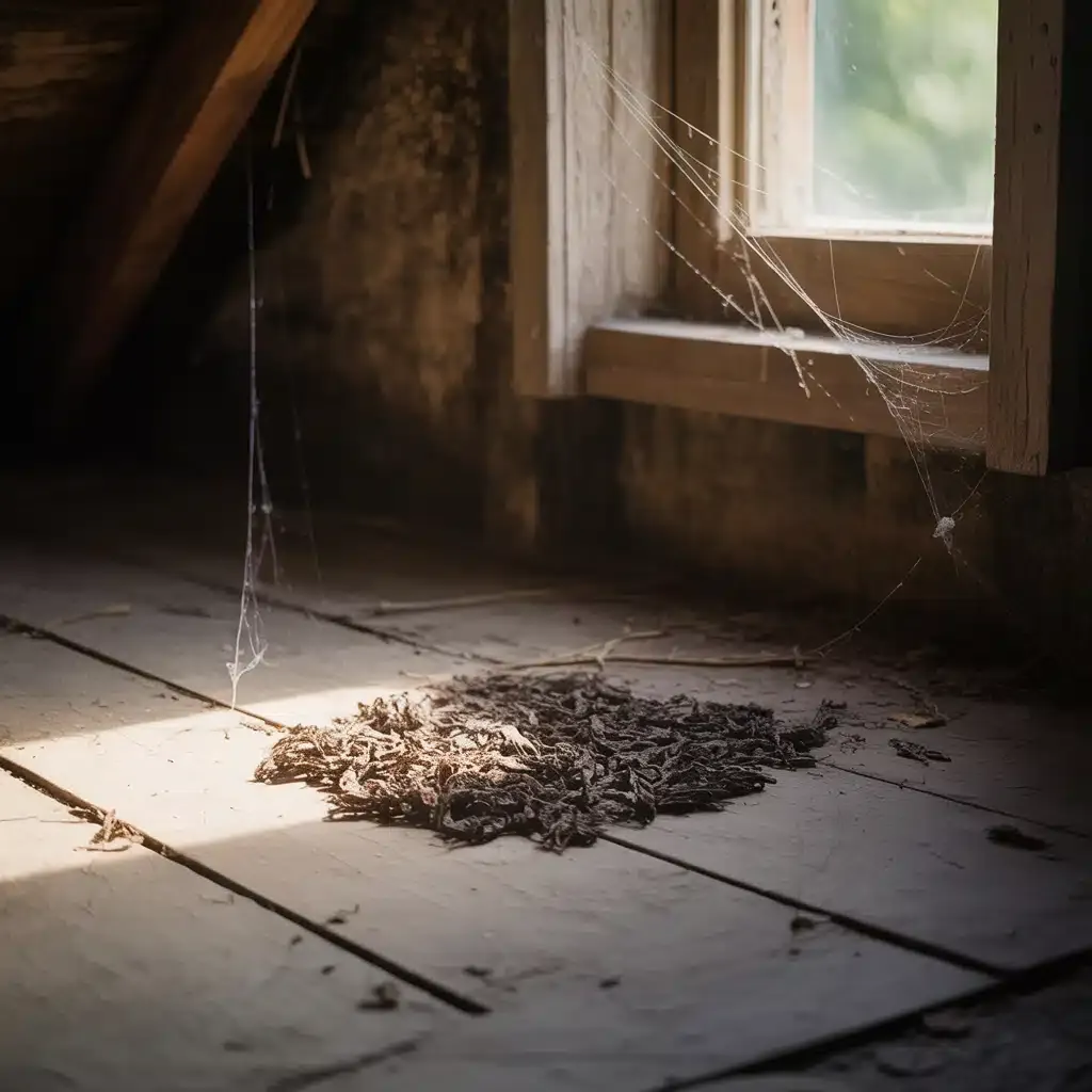 Raccoon droppings in attic space